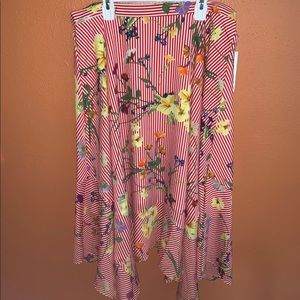 Red&White Stripped Floral Calvin Klein Long Skirt
